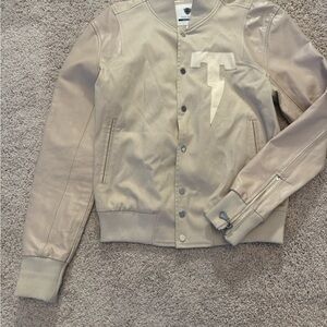 Men’s Tackma Sz M Beige Leather Jacket